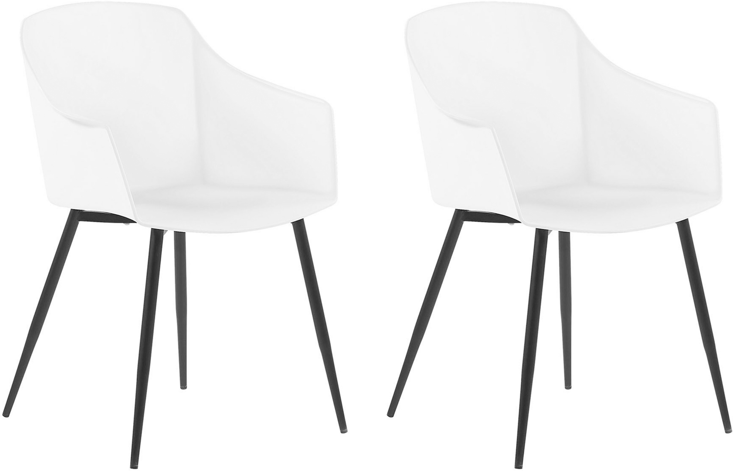 Beliani Set of 2 Dining Chairs Plastic White Minmialist Design Armrests Living Room Kitchen Furniture