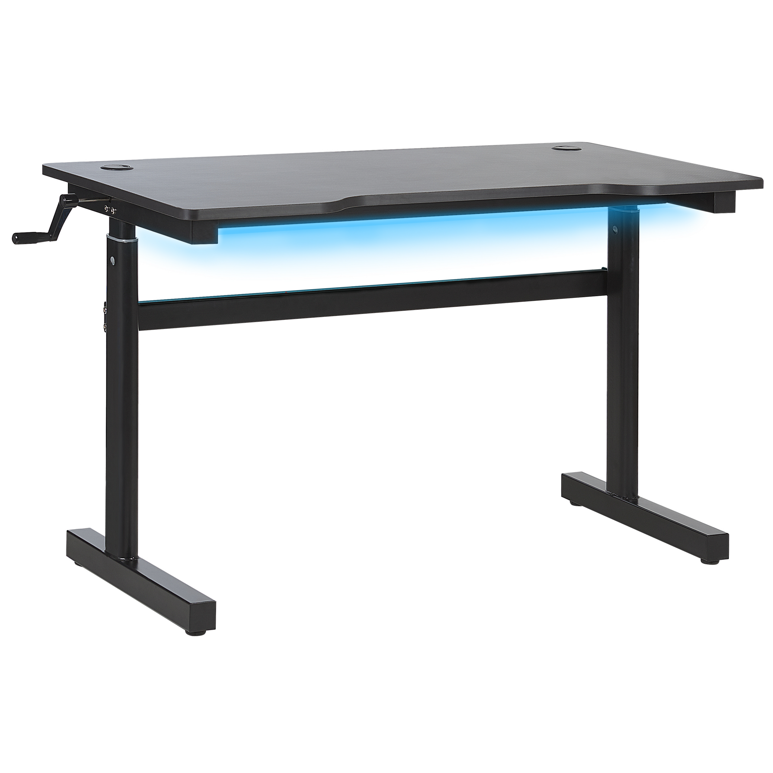 Beliani Adjustable gaming Desk Black MDF Metal Legs Rectangular 120 x 60 cm with RGB Lights Modern Design Home Office Furniture