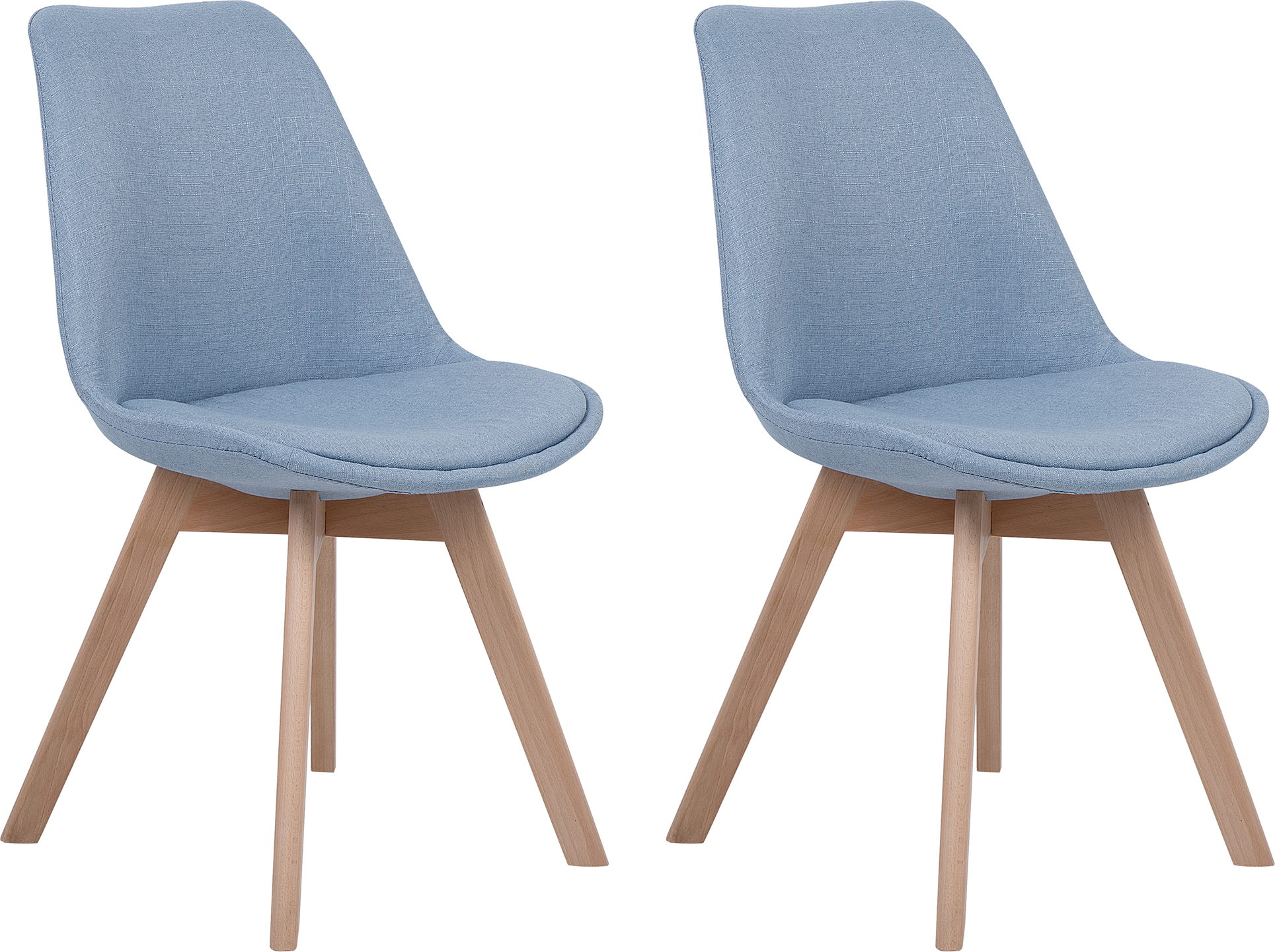 Beliani Set of 2 Dining Chairs Light Blue Faux Leather Sleek Wooden Legs