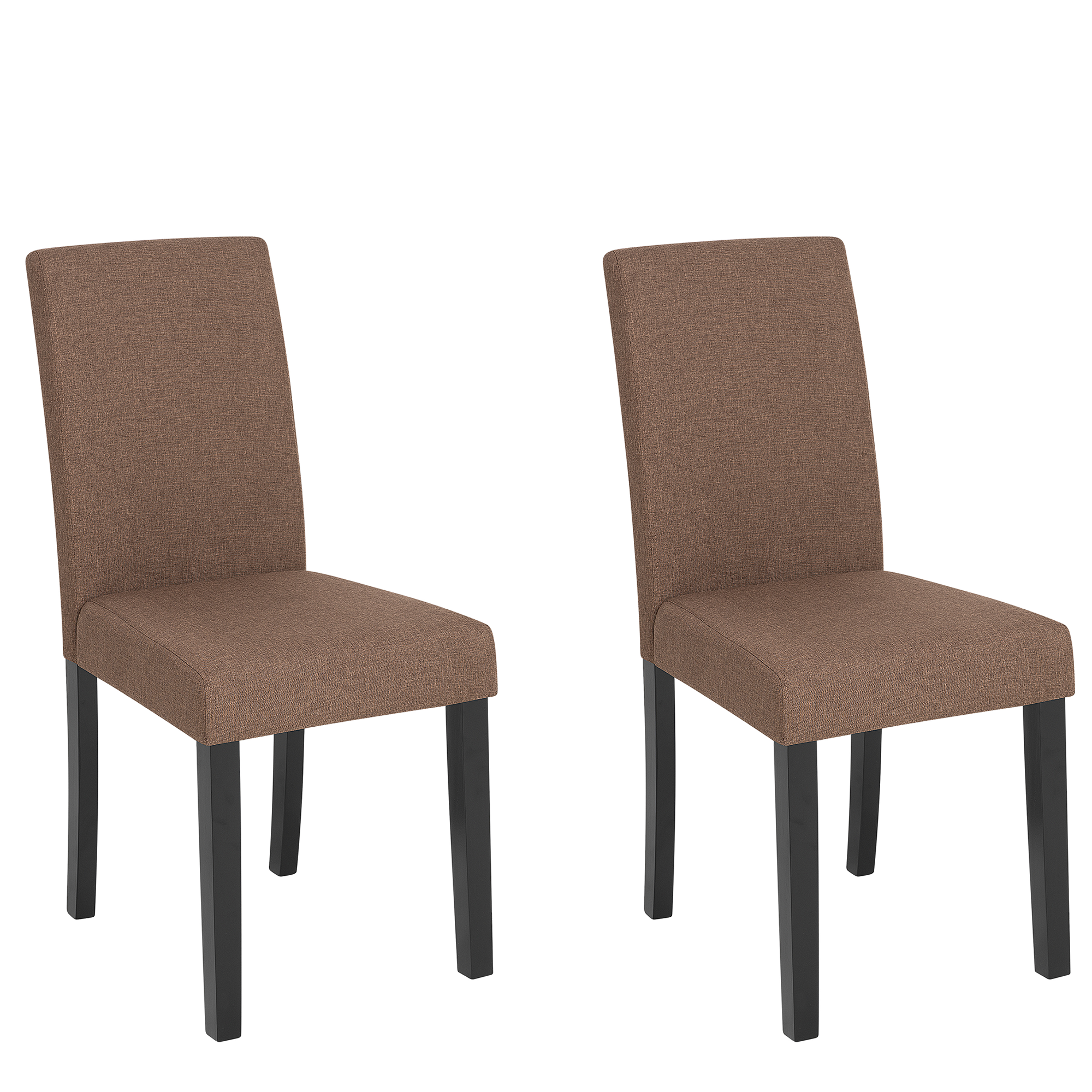 Beliani Set of 2 Dining Chairs Brown Fabric Wooden Legs Modern