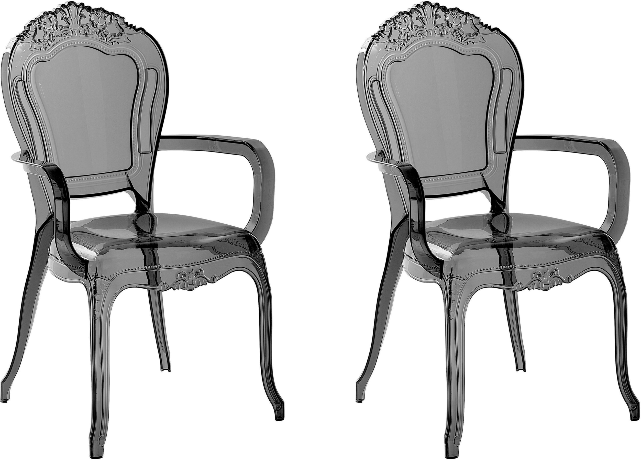 Beliani Set of 2 Dining Chairs Transparent Black Acrylic Solid Back Stackable Vintage Modern Design