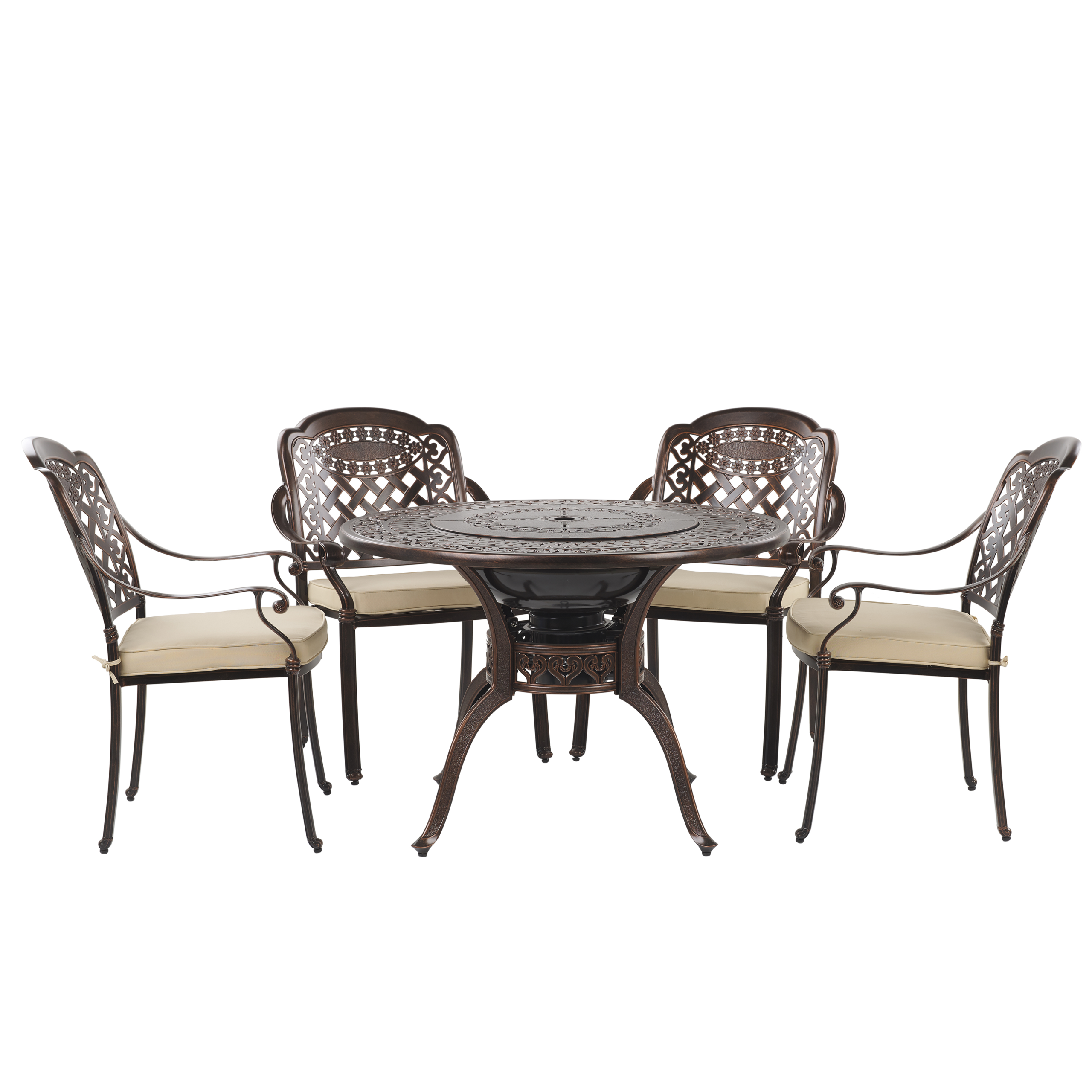 Beliani Outdoor BBQ Dining Set Brown Aluminium 1 Grill Table 4 Chairs Garden Vintage