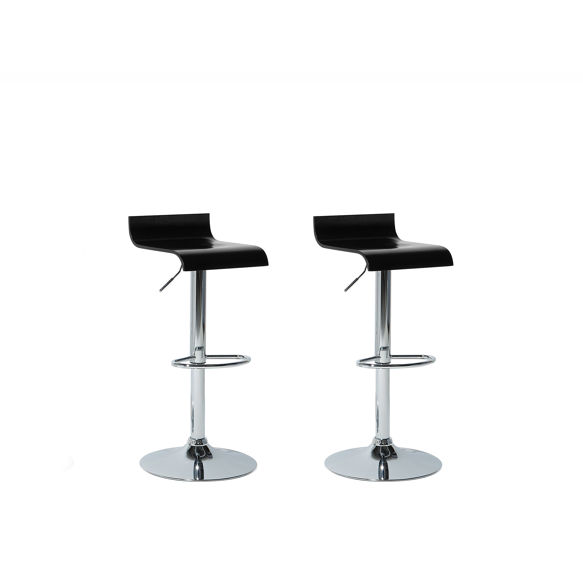 Beliani Set of 2 Bar Stools Black with Footstool Swivel Gas Lift Adjustable Height Modern