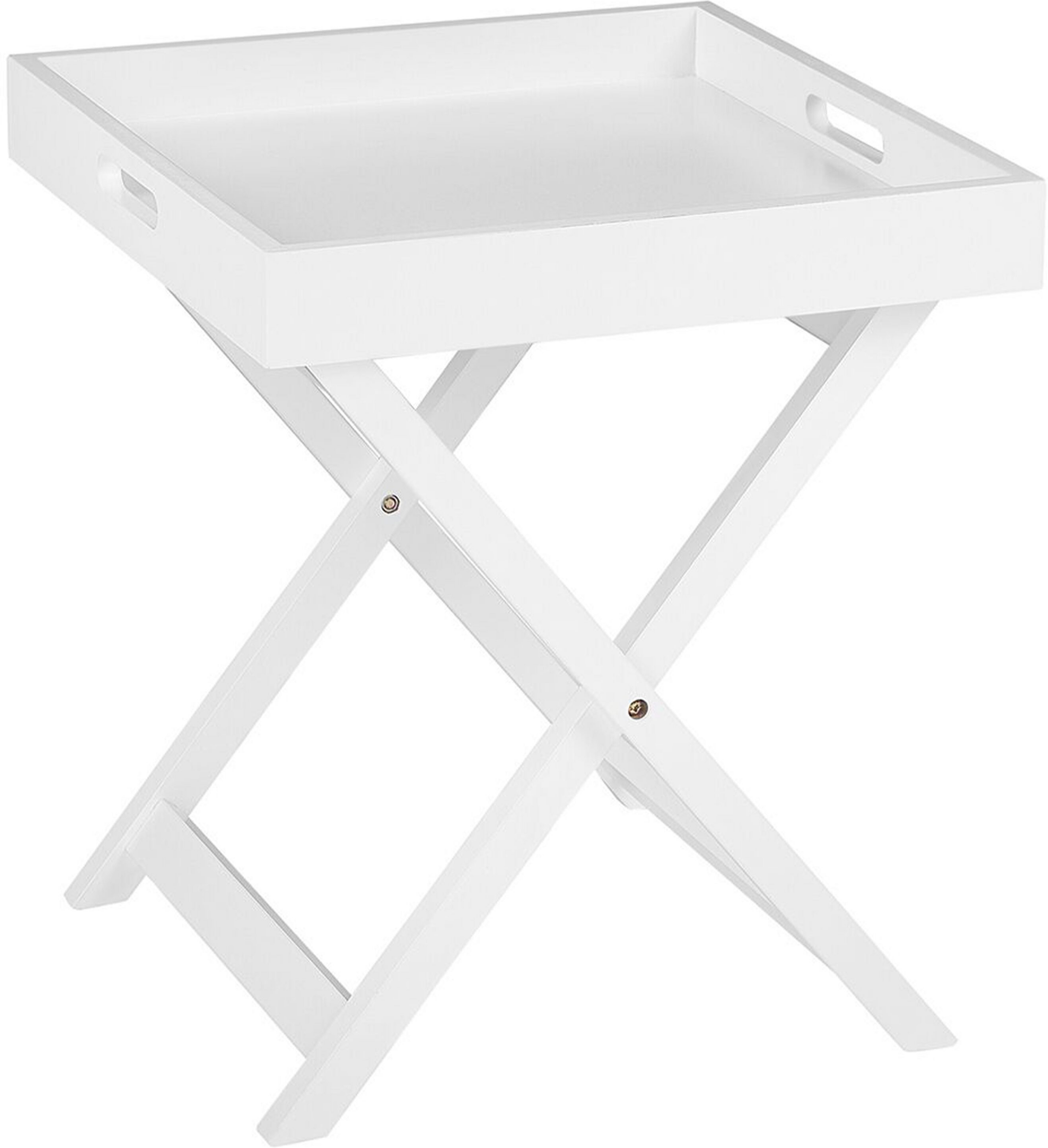 Beliani Coffee Side Table White Manufactured Wood Folding Removable Tray Scandinavian Design