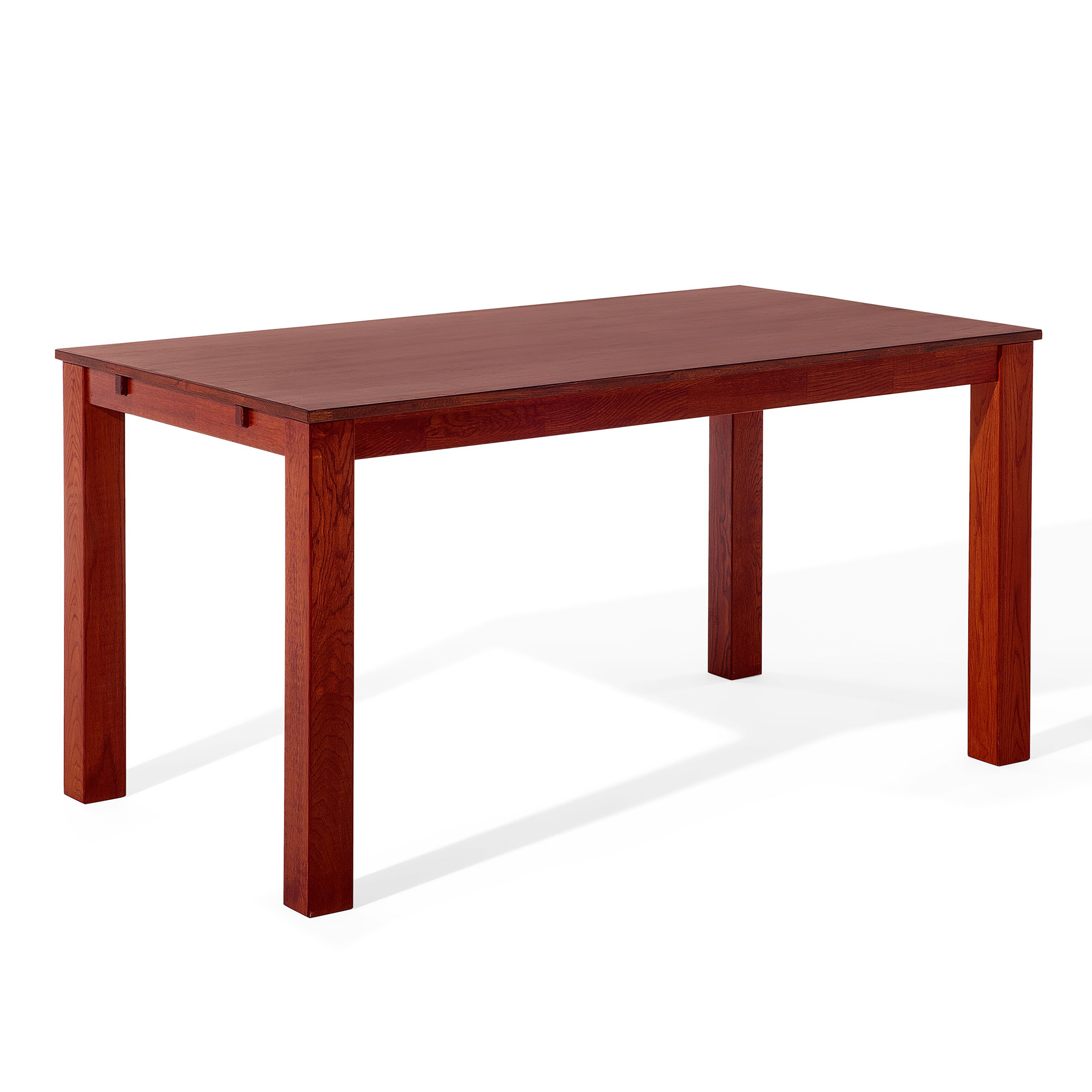 Beliani Dining Table Dark Red Solid Oak Wood 150 x 85 cm Scandinavian Rustic Furniture