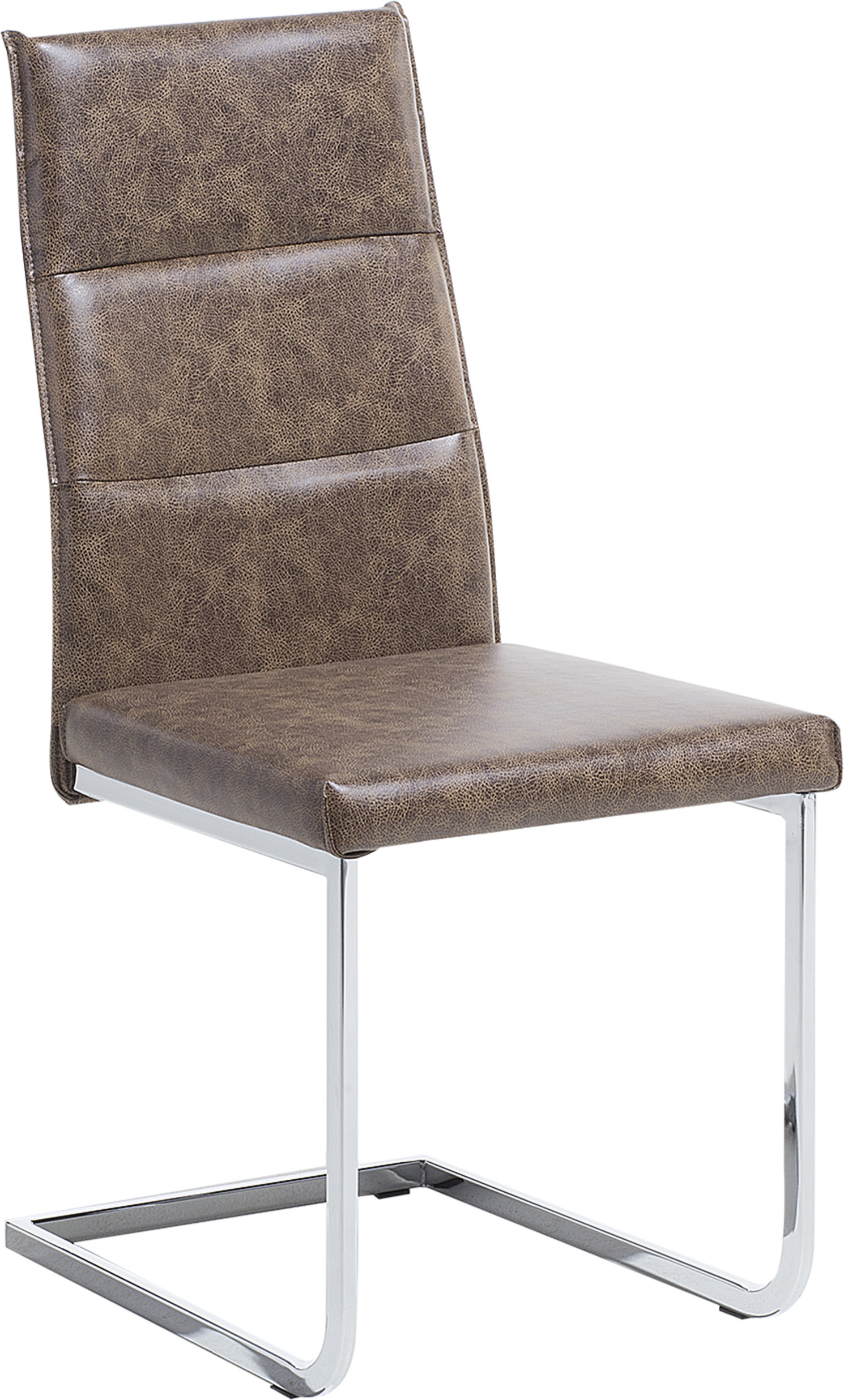 Beliani Dining Chair Brown Faux Leather Upholstered Cantilever Silver Legs Armless Modern Design