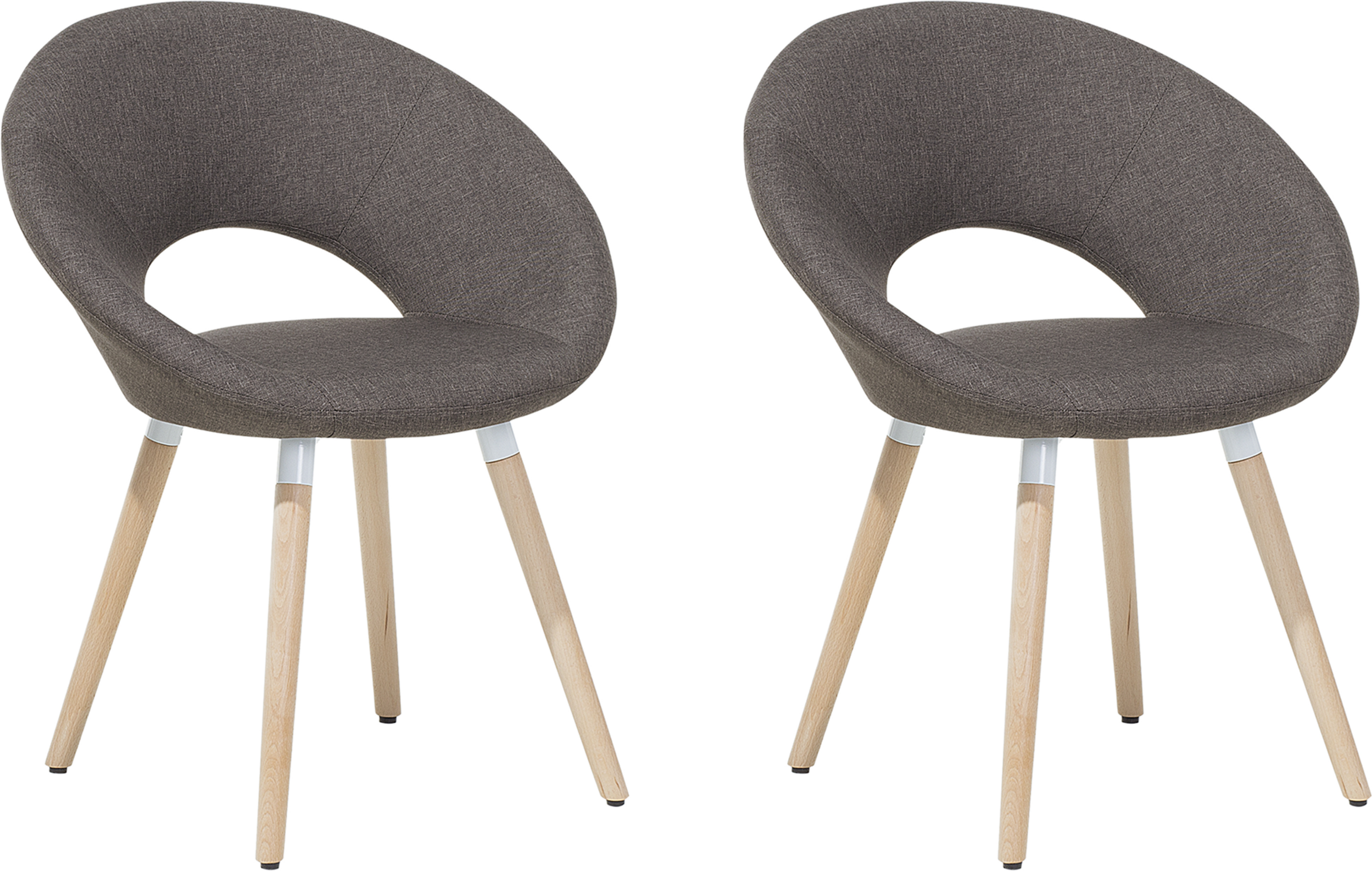 Beliani Set of 2 Dining Chairs Taupe Fabric Upholstery Light Wood Legs Modern Eclectic Style