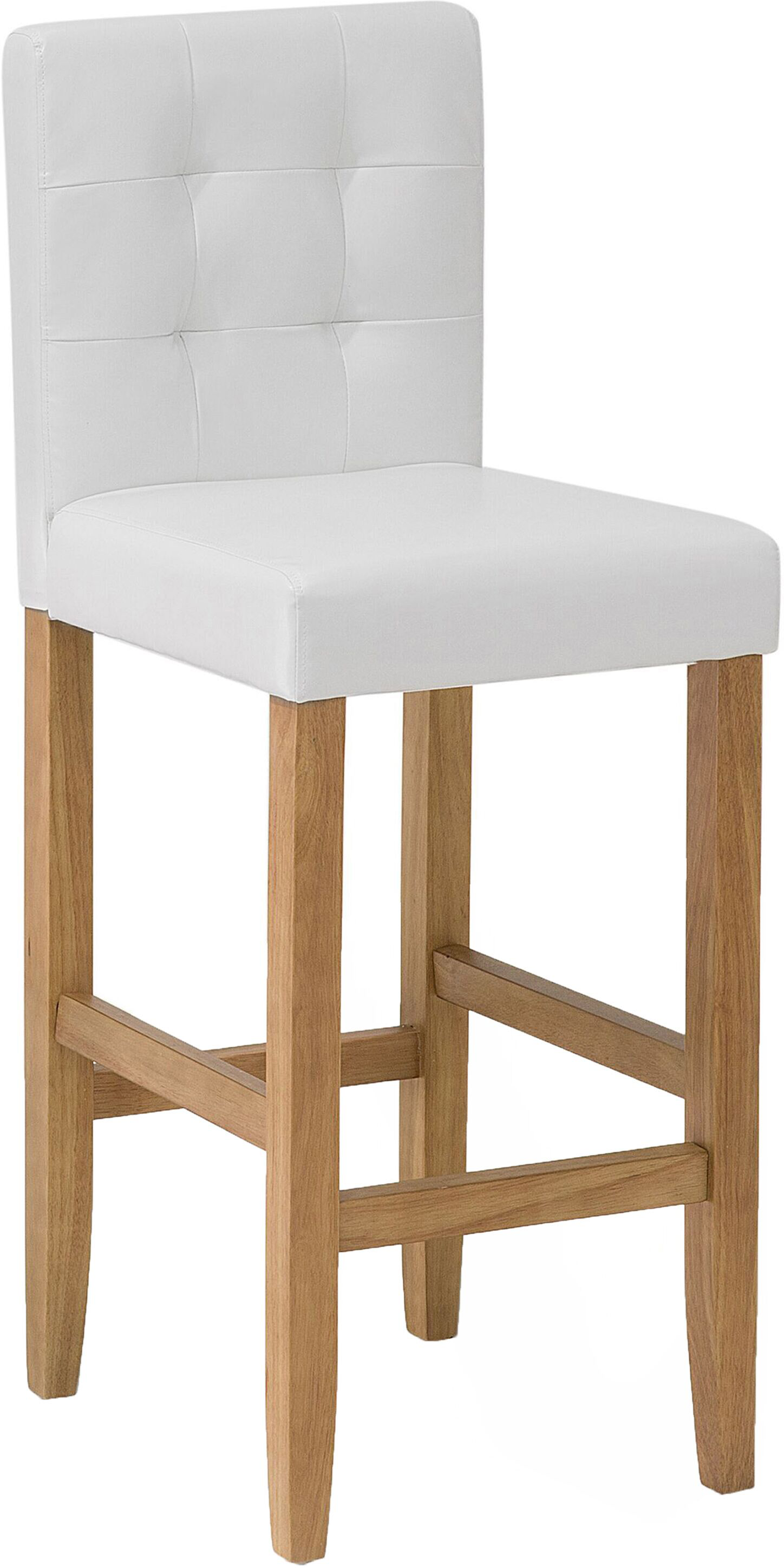 Beliani Bar Stool Off-White Faux Leather with Backrest Dining Room Kitchen Upholstered Modern