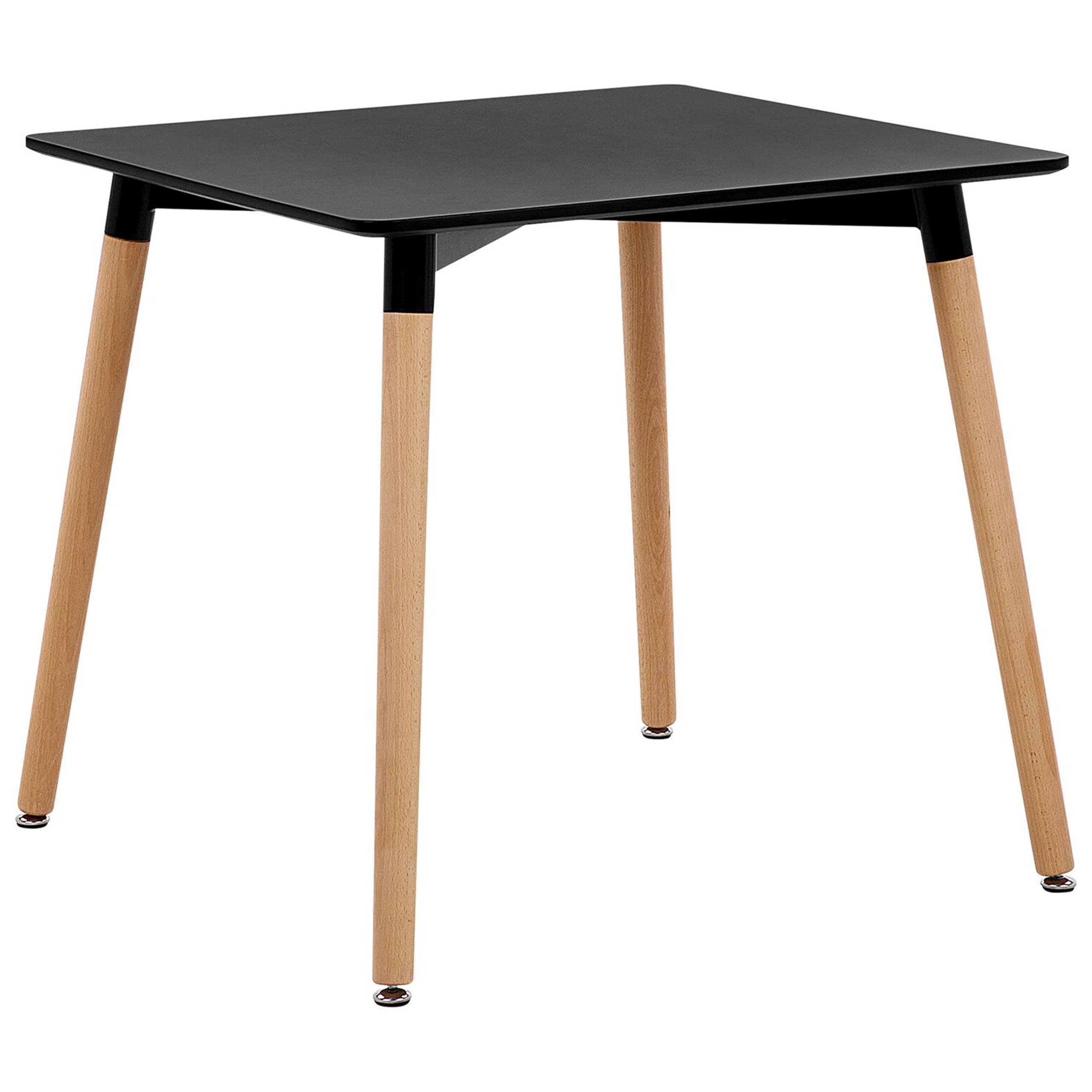Beliani Dining Table Black Top Light Wood Legs Square 80 x 80 cm Scandinavian Modern