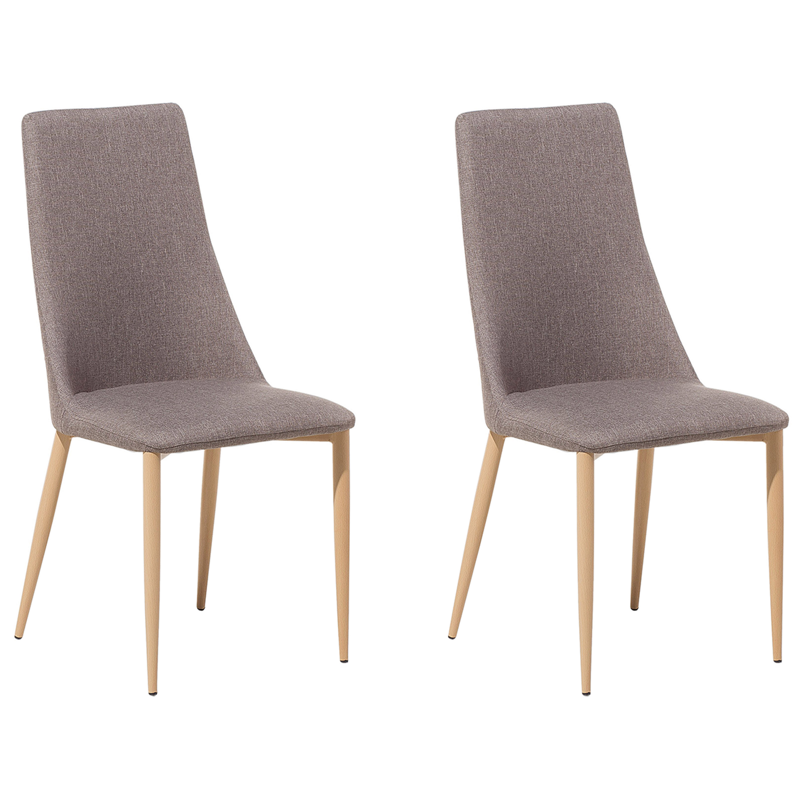 Beliani Set of 2 Dining Chairs Beige Fabric Upholstered Seat High Back