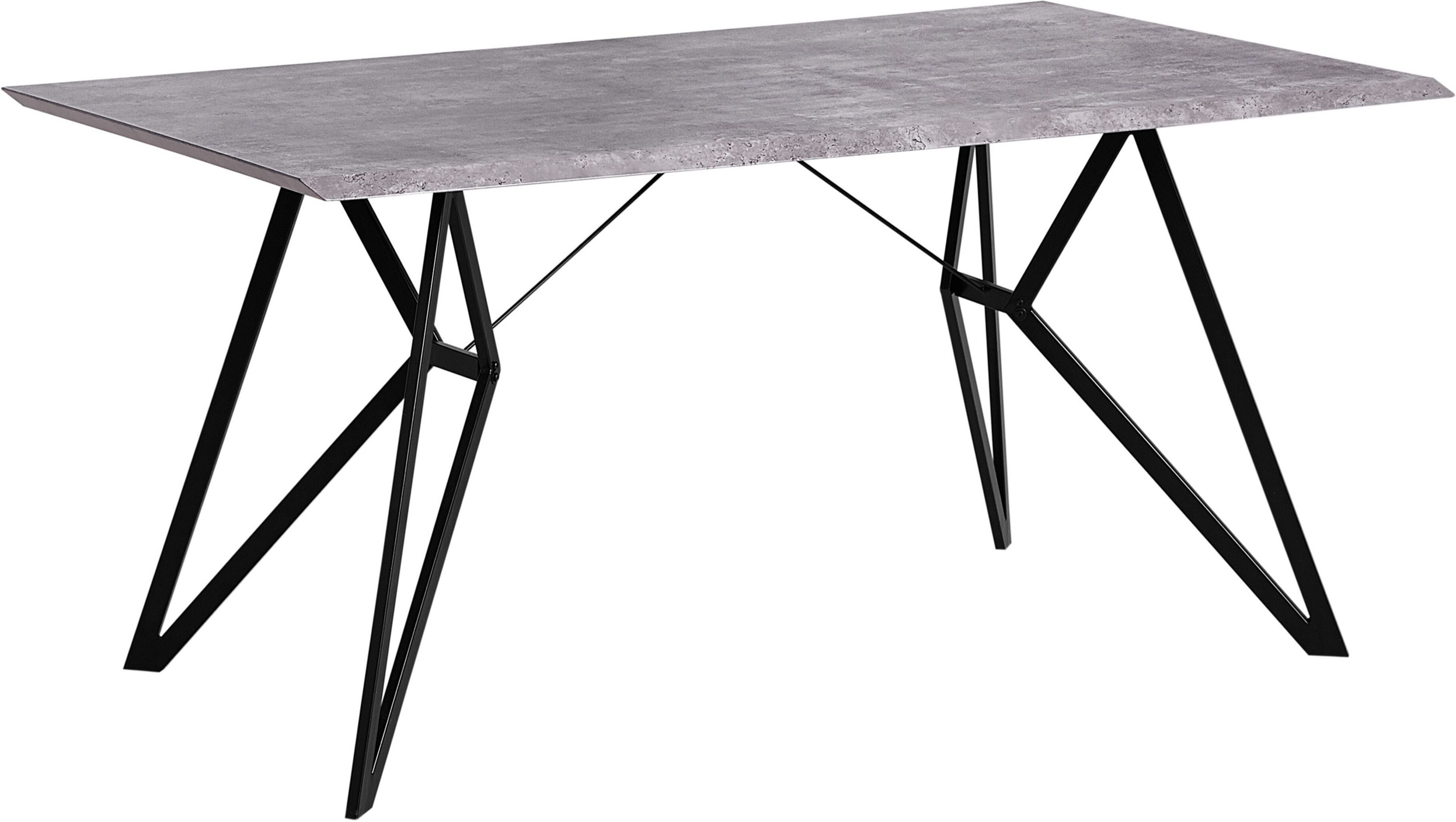 Beliani Dining Table Concrete Effect 160 x 90 cm Black Metal Legs Industrial Kitchen