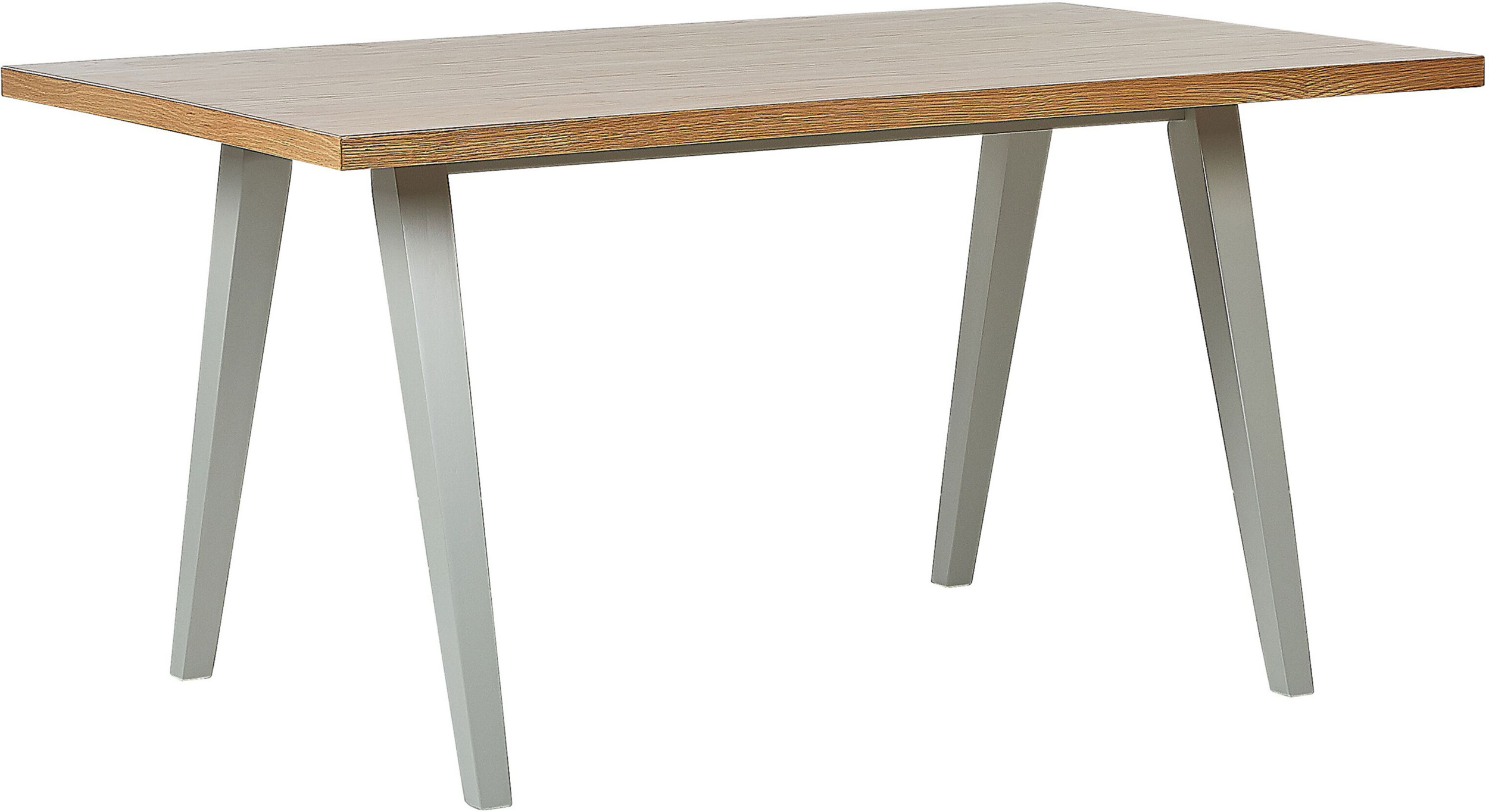 Beliani Dining Table Light Wood and Grey Rubberwood 150 x 90 cm Legs MDF Top in Oak Veneer