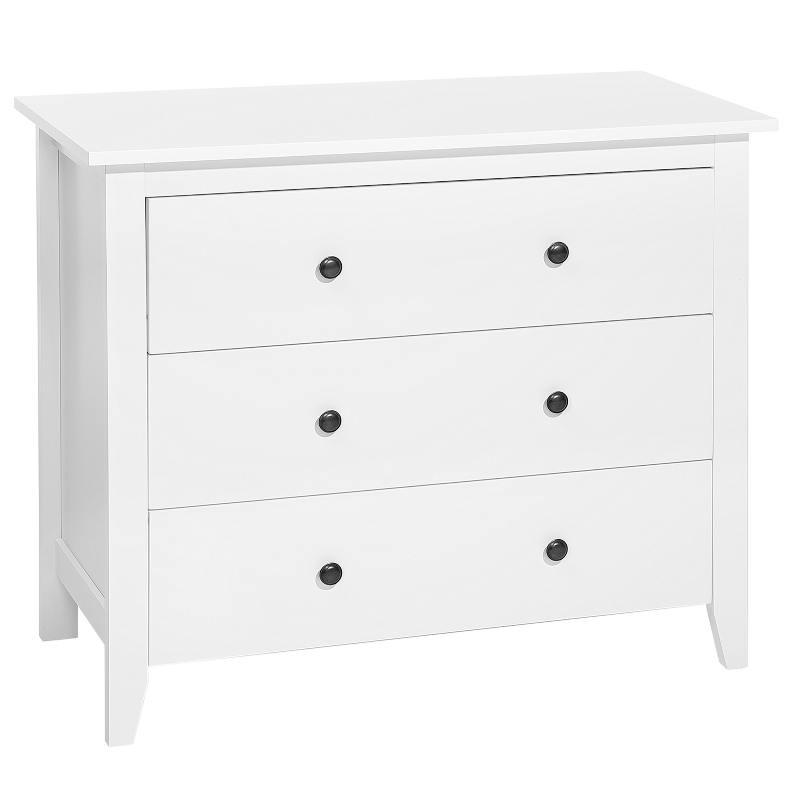 Beliani 3- Drawer Sideboard White Cabinet Chest of Drawers Bedroom Living Room Modern Minimalist
