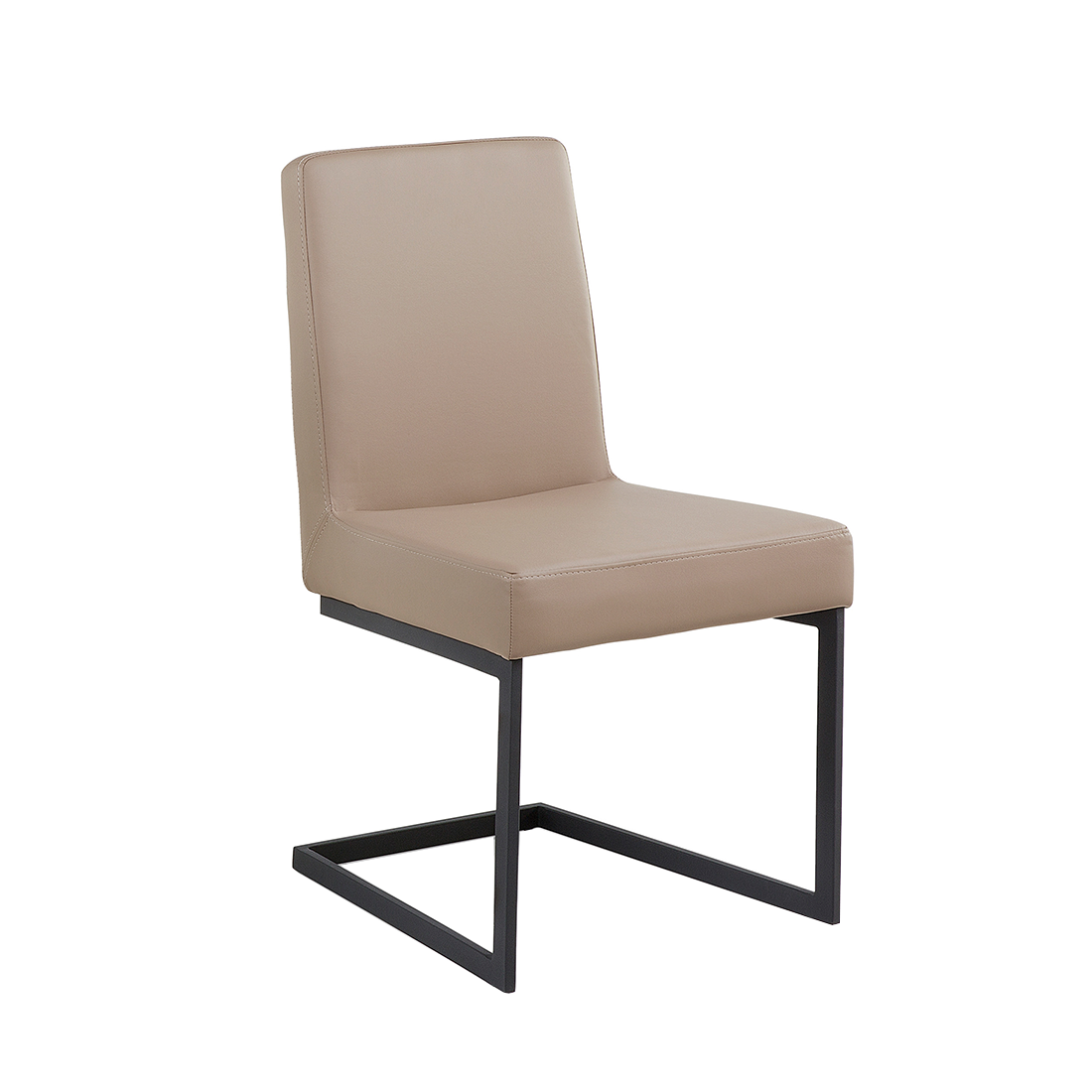 Beliani Dining Chair Beige with Silver Faux Leather Upholstered Cantilever Legs Armless Modern Design