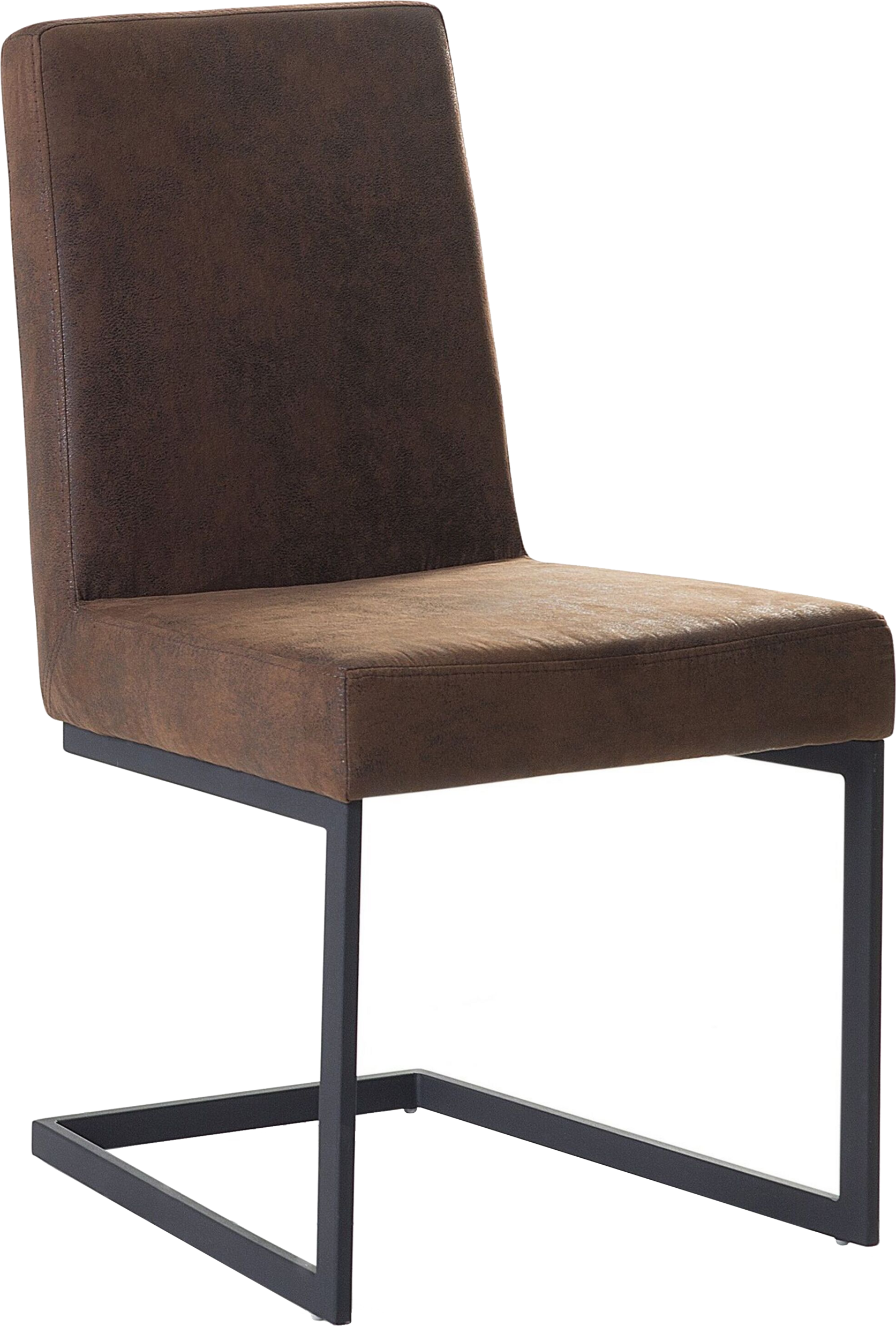 Beliani Dining Chair Brown with Silver Faux Leather Upholstered Cantilever Legs Armless Modern Design