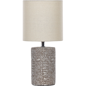 Beliani Table Lamp Brown Ceramic Base Fabric Lampshade Bedside Light Home Decoration  Material:Ceramic Size:20x43x20