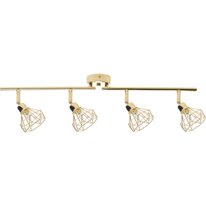 Beliani Ceiling Lamp Gold Metal 4 Light Cage Shades Adjustable Arms Modern Material:Metal Size:10x14x66