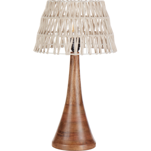 Beliani Table Lamp Beige and Dark Cotton Shade Mango Wood Base Metal Frame Single Light Modern Design Home Accessories Living Room Material:Cotton Size:22x47x22