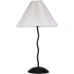 Beliani Table Lamp Black Metal Base Synthetic Material White Shade Bedside Table Night Light Material:Iron Size:29x49x29