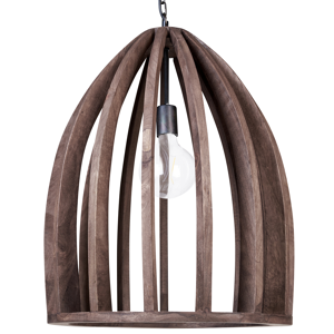 Beliani Pendant Lamp Dark Wood Natural Wooden Shade Ceiling Light Boho Style Home Accessories Handmade Material:Mango Wood Size:45x165x45