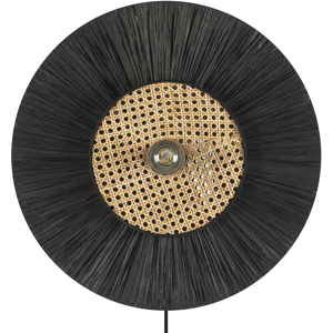 Beliani Wall Lamp Black Paper Textured Shade Japandi Natural Style Accent Light Material:Paper Size:50x12x50