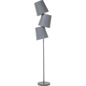 Beliani Floor Lamp Grey Metal 164 cm Triple Polyester Classic Shade Modern Design Material:Metal Size:24x164x24