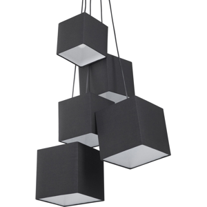 Beliani 5-Light Cluster Pendant Black Lamp Square Fabric Shades Material:Polyester Size:45x156x45