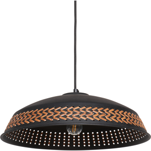 Beliani Pendant Hanging Lamp Black Iron PU Leather Dome Shade Modern Contemporary Style  Material:Iron Size:42x212x42