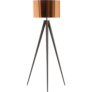 Beliani Floor Lamp Copper PVC 156H cm Black Metal Tripod Legs Drum Shade Modern Material:Metal Size:50x156x50