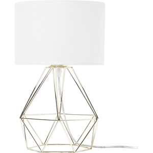 Beliani Table Lamp White Shade Industrial Wire Cage Gold Material:Metal Size:22x35x22