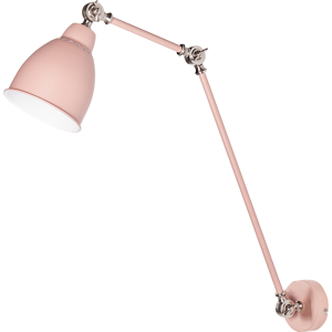 Beliani Wall Spot Lamp Light Pastel Pink Metal ø 14 cm Matt Finish Long Swing Arm Reading Light Modern Design Material:Iron Size:78x18-44x14