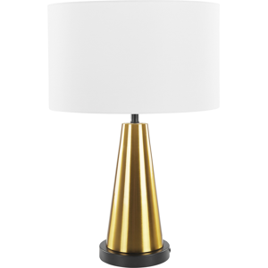 Beliani Table Lamp Gold Metal Base Beige Linen Drum Shade Bedside Table Lamp Material:Metal Size:40x60x40