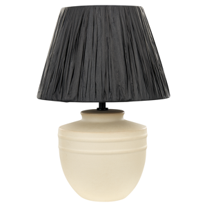 Beliani Table Lamp Beige Ceramic 44 cm Black Paper Cone Shade Bedside Living Room Bedroom Lighting Material:Ceramic Size:30x44x30