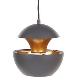 Beliani Pendant Lamp Black Metal Gold Inner Modern Design Hanging Kitchen Lighting Material:Metal Size:20x180x20