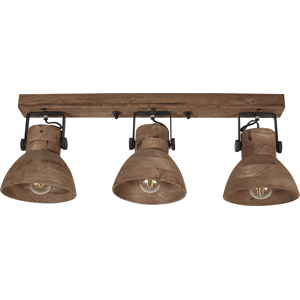 Beliani 3 Light Spotlight Dark Mango Wood and Black Contemporary Design Adjustable Shades Material:Mango Wood Size:17x25x65