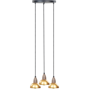 Beliani Hanging Lamp Brass Metal Iron Base Shades 3 Light Point Home Accessories Illumination Living Room Dining Material:Iron Size:30x110x30