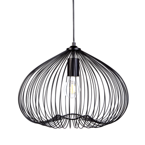 Beliani 1-Light Pendant Ceiling Black Metal Shade Cage Wire Industrial Material:Metal Size:38x115x38