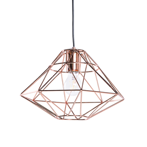 Beliani 1 Light Copper Pendant Ceiling Cage Shape Geometric Metal Naked Wire Material:Steel Size:31x117x31
