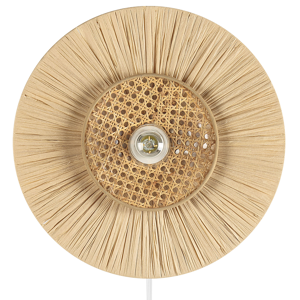 Beliani Wall Lamp Natural Paper Textured Shade Japandi Natural Style Accent Light Material:Paper Size:40x12x40