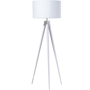 Beliani Floor Lamp White Polycotton 156H cm White Metal Tripod Legs Drum Shade Modern Material:Metal Size:50x156x50