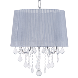 Beliani Pendant Lamp Silver Grey Shade Glam Crystal Chandelier with 3 Lights Material:Polyamide Size:40x120x40