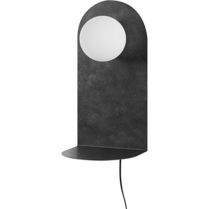 Beliani Wall Lamp Dark Graphite Grey Steel Lighting Glass Round Shade with On/Off Switch Modern Industrial Living Room Bedroom Material:Steel Size:18x40x20