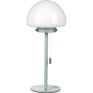 Beliani Table Lamp Green Metal Base Glass Shade Pull Switch Minimalistic Style Home Office Light Material:Glass Size:17x39x17