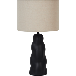 Beliani Table Lamp Black Ceramic 30 x 30 x 51 cm Beige Cone Shade Bedside Living Room Bedroom Lighting Modern Minimalist Material:Ceramic Size:30x51x30