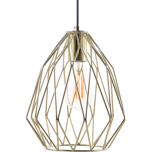 Beliani 1-Light Pendant Ceiling Lamp Gold Cage Wire Shade Openwork Industrial Material:Metal Size:22x124x22