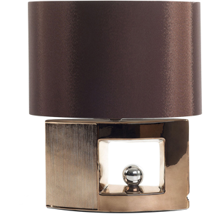 Beliani Table Lamp Brown Ceramic Base Fabric Drum Shade Bedside Table Lamp Material:Porcelain Size:38x48x38