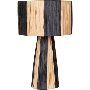 Beliani Table Lamp Natural and Black Raffia Palm Leaf Lampshade Boho Style Light Fixture Handmade Material:Palm Leaf Size:25x41x25