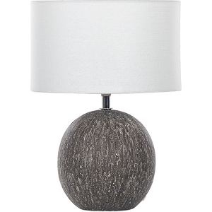 Beliani Table Lamp Black Ceramic Base Unique Shape White Fabric Shade Modern Design Home Light Material:Ceramic Size:27x39x27