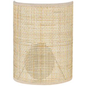 Beliani Wall Lamp Natural Rattan 25 cm Half Drum Shade Bedside Table Light Bedroom Living Room Boho Rustic Material:Rattan Size:10x25x19