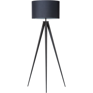 Beliani Floor Lamp Black Polycotton 156H cm Black Metal Tripod Legs Drum Shade Modern Material:Metal Size:50x156x50